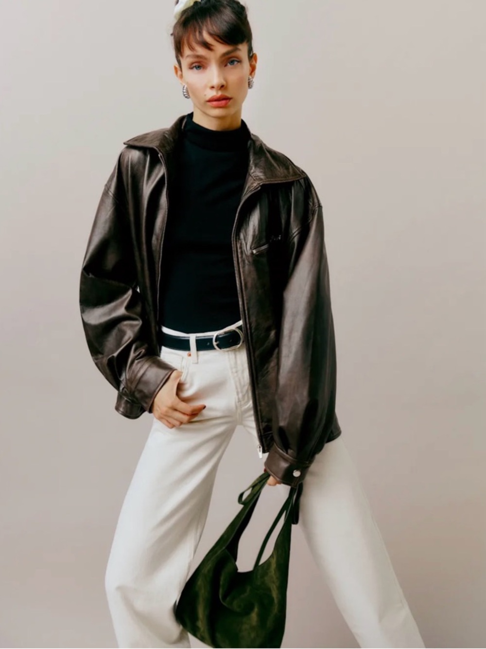 REFORMATION Veda Marco Leather Jacket in Pit Stop M